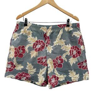 Lawton Harbor Swim Trunk Shorts Mens Large Gray Floral Cotton Zip Pocket Netting